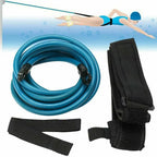 Swim Trainer Waist Belt with Swimming Resistance Tether Leash for Pool Training - Blue