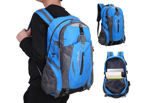 Water-resistant Hiking Backpack Travel Camping Nylon Outdoor Bag for Men and Women -Blue