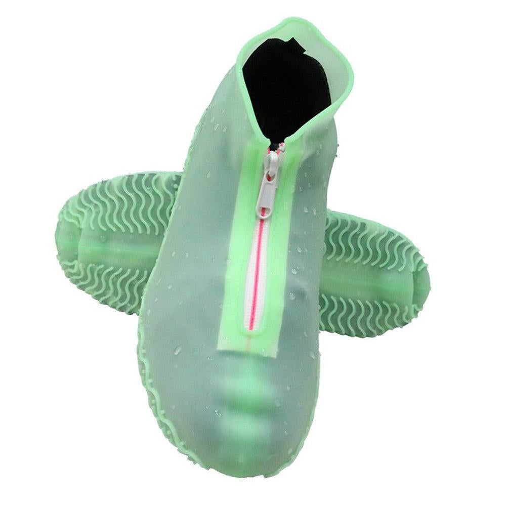 Waterproof Silicone Shoe Covers Reusable Overshoes - Green - M