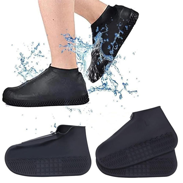 Waterproof Silicone Shoe Covers Reusable Overshoes - Black - XL