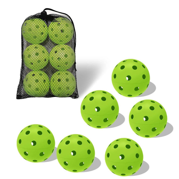 6 Pack Sports Outdoor Pickleballs 40 Holes with Bag - Green