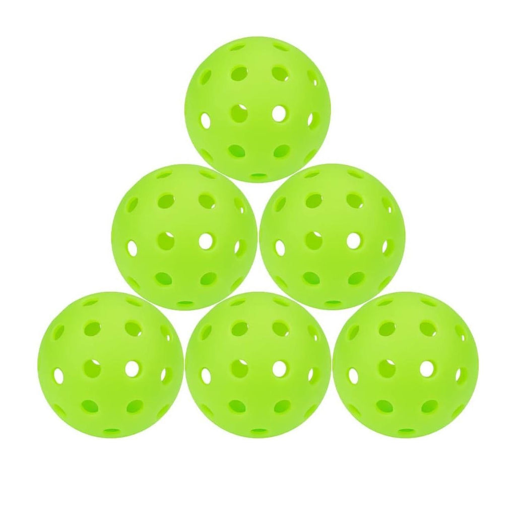 6 Pack Sports Outdoor Pickleballs 40 Holes with Bag - Green