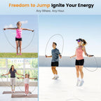 Adjustable Steel Jump Rope with Ball Bearings Foam Handles Tangle Free - Black
