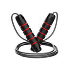 Adjustable Steel Jump Rope with Ball Bearings Foam Handles Tangle Free - Black