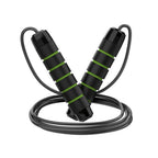 Adjustable Steel Jump Rope with Ball Bearings Foam Handles Tangle Free - Green