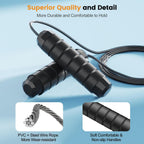 Adjustable Steel Jump Rope with Ball Bearings Foam Handles Tangle Free - Green