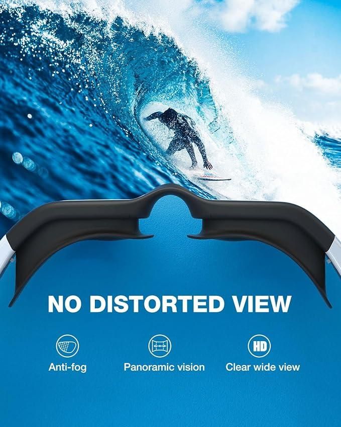 Adult Swimming Goggles Large Frame Anti-Fog UV Protection Silicone Waterproof Swim Glasses Mirrored Lens for Men and Women-Purple