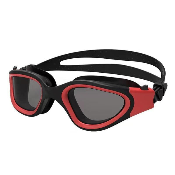 Adult Swimming Goggles Large Frame Anti-Fog UV Protection Silicone Waterproof Swim Glasses Mirrored Lens for Men and Women-Red
