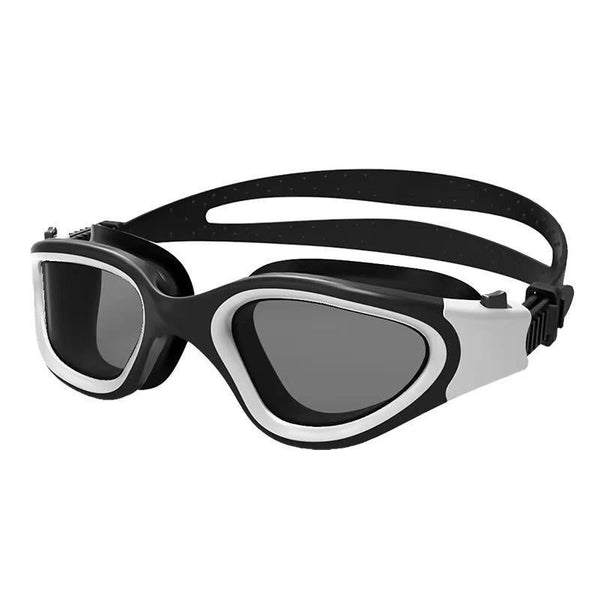 Adult Swimming Goggles Large Frame Anti-Fog UV Protection Silicone Waterproof Swim Glasses Mirrored Lens for Men and Women-White