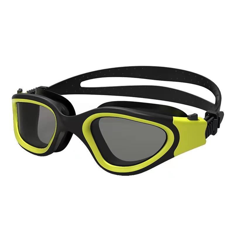 Adult Swimming Goggles Large Frame Anti-Fog UV Protection Silicone Waterproof Swim Glasses Mirrored Lens for Men and Women-White