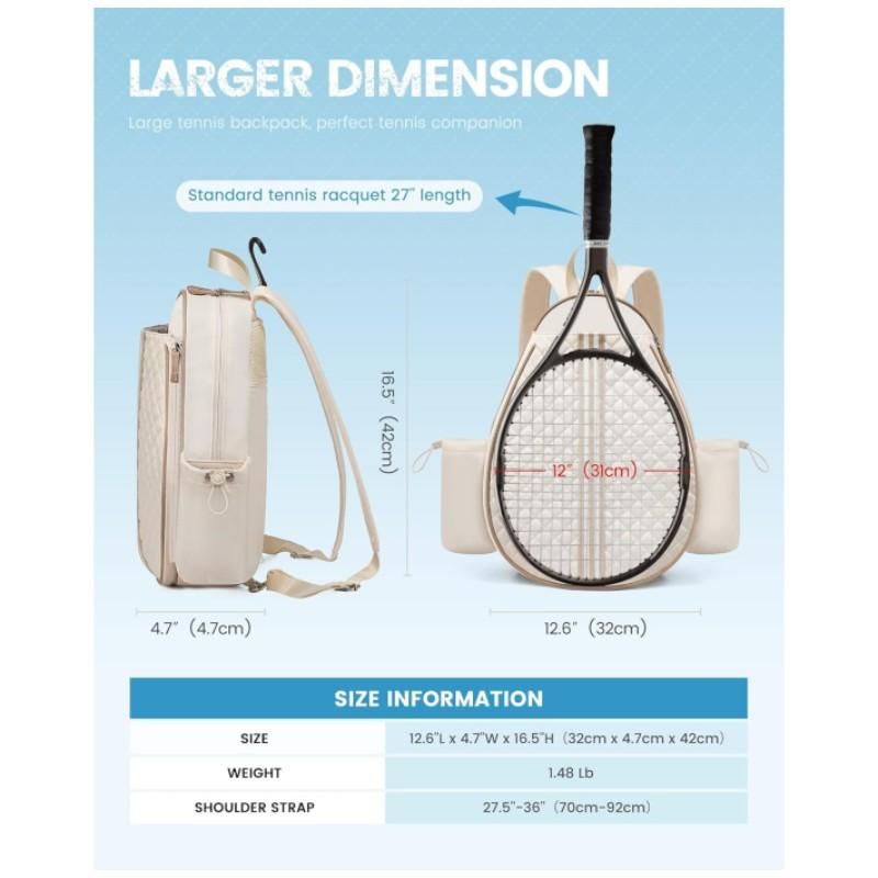 Crossbody Lightweight Multifunctional Waterproof Tennis Racket Bag for Men and Women Suitable for Pickleball Badminton and Tennis-Purple