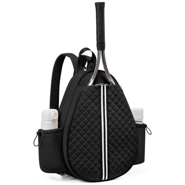Crossbody Lightweight Multifunctional Waterproof Tennis Racket Bag for Men and Women Suitable for Pickleball Badminton and Tennis-Black
