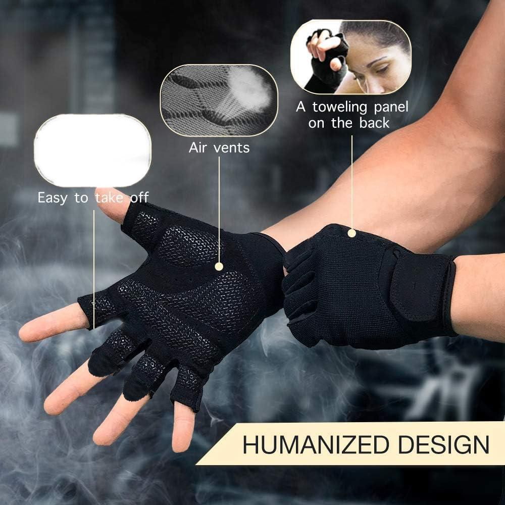 Fitness Gloves Half Finger Breathable Non Slip Weightlifting Training Workout Palm Support For Men And Women - Red L