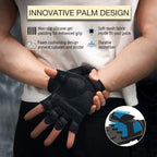 Fitness Gloves Half Finger Breathable Non Slip Weightlifting Training Workout Palm Support For Men And Women - Red L