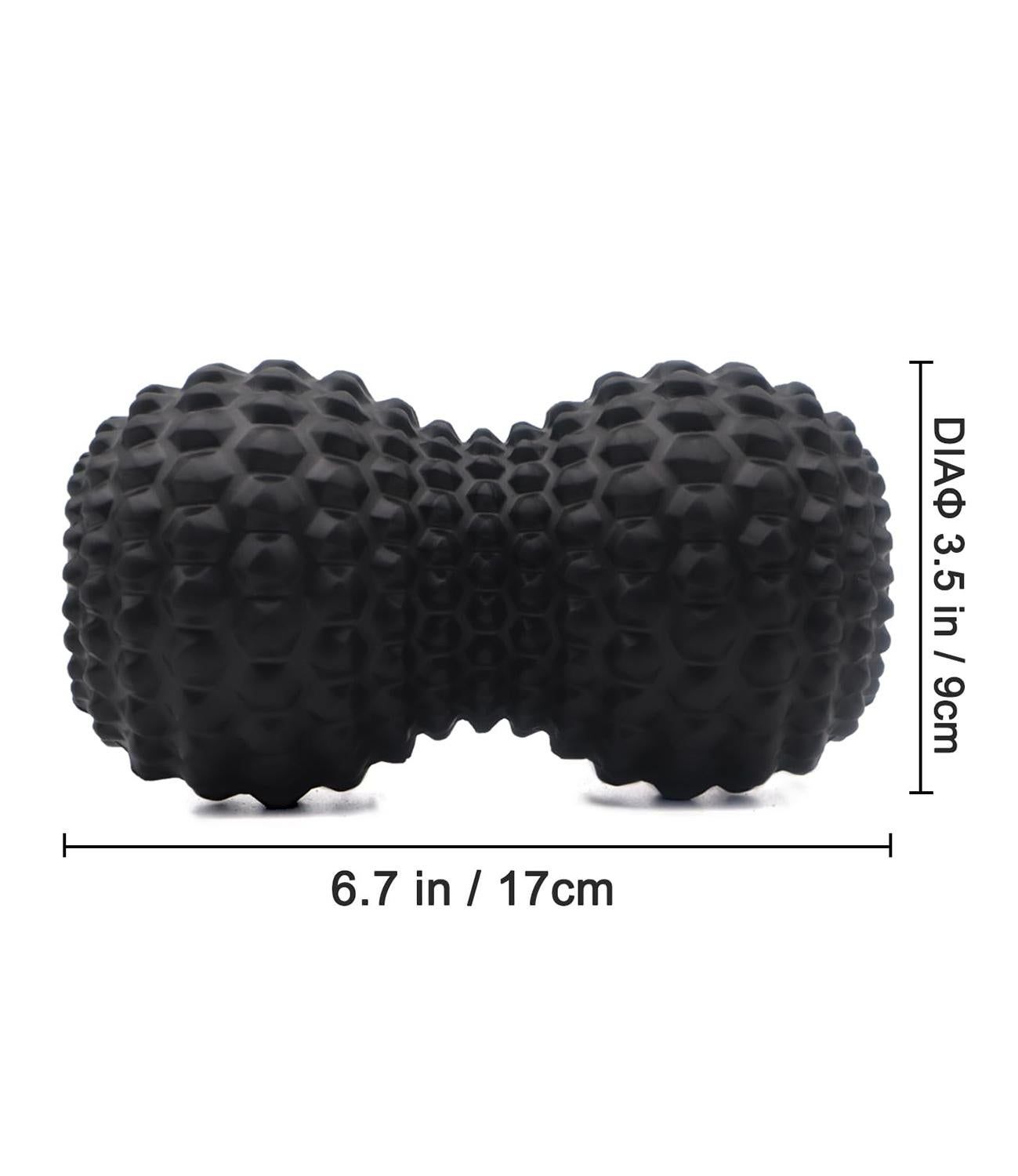 Peanut Massage Ball Double Lacrosse Roller For Deep Tissue Muscle And Myofascial Release - Black