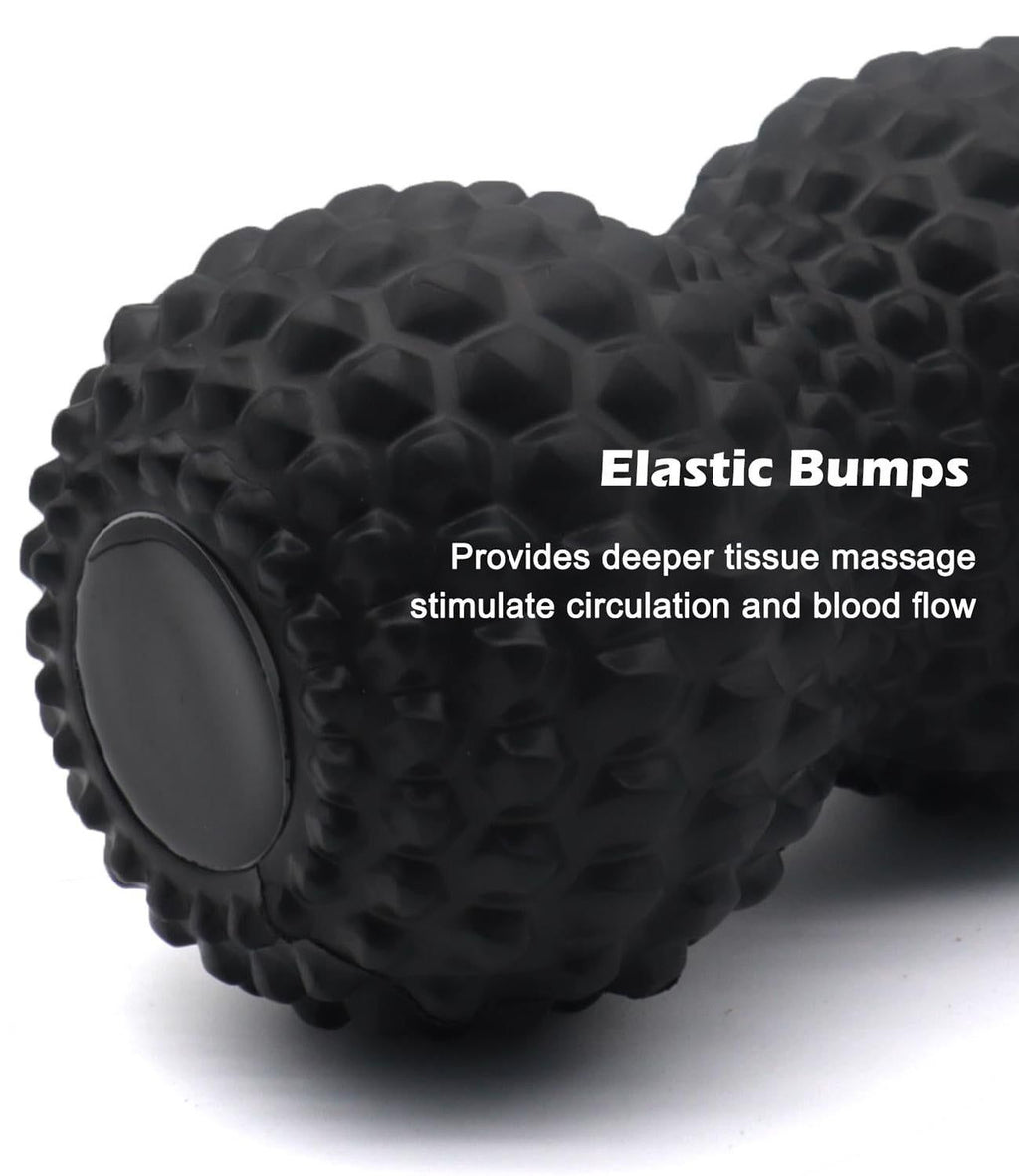 Peanut Massage Ball Double Lacrosse Roller For Deep Tissue Muscle And Myofascial Release - Black