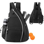 Pickleball Backpack Adjustable Sling Bag With Fence Hook And Large Capacity - Black