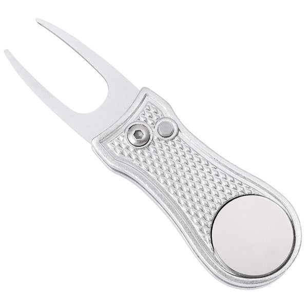 Stainless Steel Golf Green Fork Turf Repair Tool for Lawn Care and Divot Maintenance - Silver