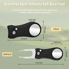 Stainless Steel Golf Green Fork Turf Repair Tool for Lawn Care and Divot Maintenance - Black