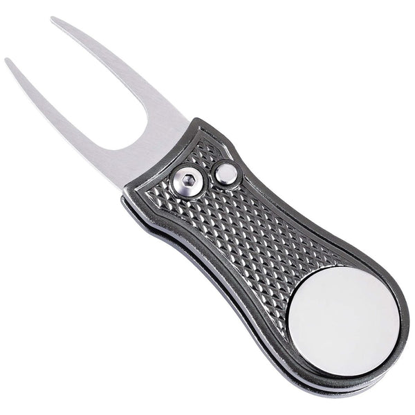 Stainless Steel Golf Green Fork Turf Repair Tool for Lawn Care and Divot Maintenance - Gray