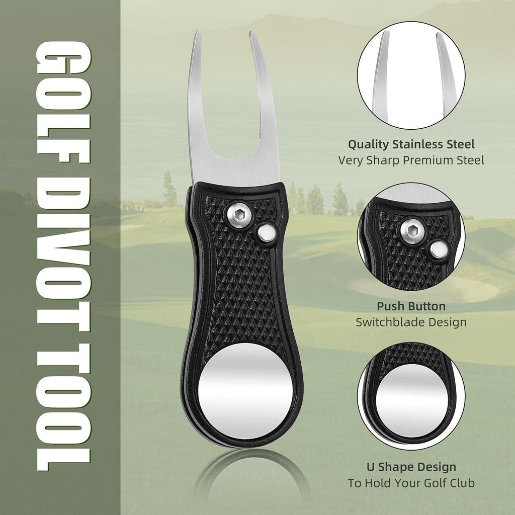 Stainless Steel Golf Green Fork Turf Repair Tool for Lawn Care and Divot Maintenance - Gray