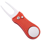 Stainless Steel Golf Green Fork Turf Repair Tool for Lawn Care and Divot Maintenance - Orange