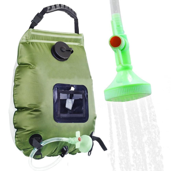 20L Camp Shower Bag Solar Heat Water Pipe Portable Camping Hiking Travel Outdoor - Green
