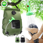 20L Camp Shower Bag Solar Heat Water Pipe Portable Camping Hiking Travel Outdoor - Green