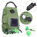 20L Camp Shower Bag Solar Heat Water Pipe Portable Camping Hiking Travel Outdoor - Green