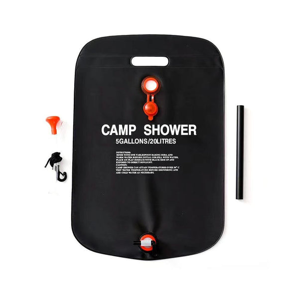 20L Solar Shower Bag Portable Outdoor Camping Water Storage Bag for Hiking Camping Bathing-Black