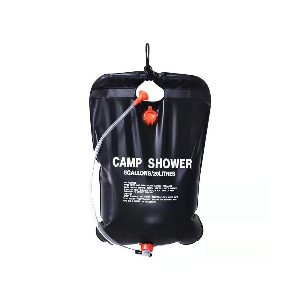 20L Solar Shower Bag Portable Outdoor Camping Water Storage Bag for Hiking Camping Bathing-Black