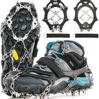 24 Spikes Crampons for Shoes, Anti Slip Ice Cleats for Shoes and Boots, Traction Ice Snow Grip with Stainless Steel Spikes and Silicone Men Women for Hiking, Walking, Climbing, Jogging,Fishing - XL