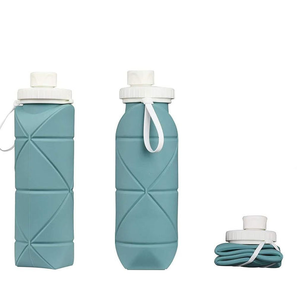 Foldable Collapsible Water Bottle Silicone Leak-proof Reusable for Gym Camping Hiking Travel Sports-Green