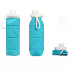 Foldable Collapsible Water Bottle Silicone Leak-proof Reusable for Gym Camping Hiking Travel Sports-Blue