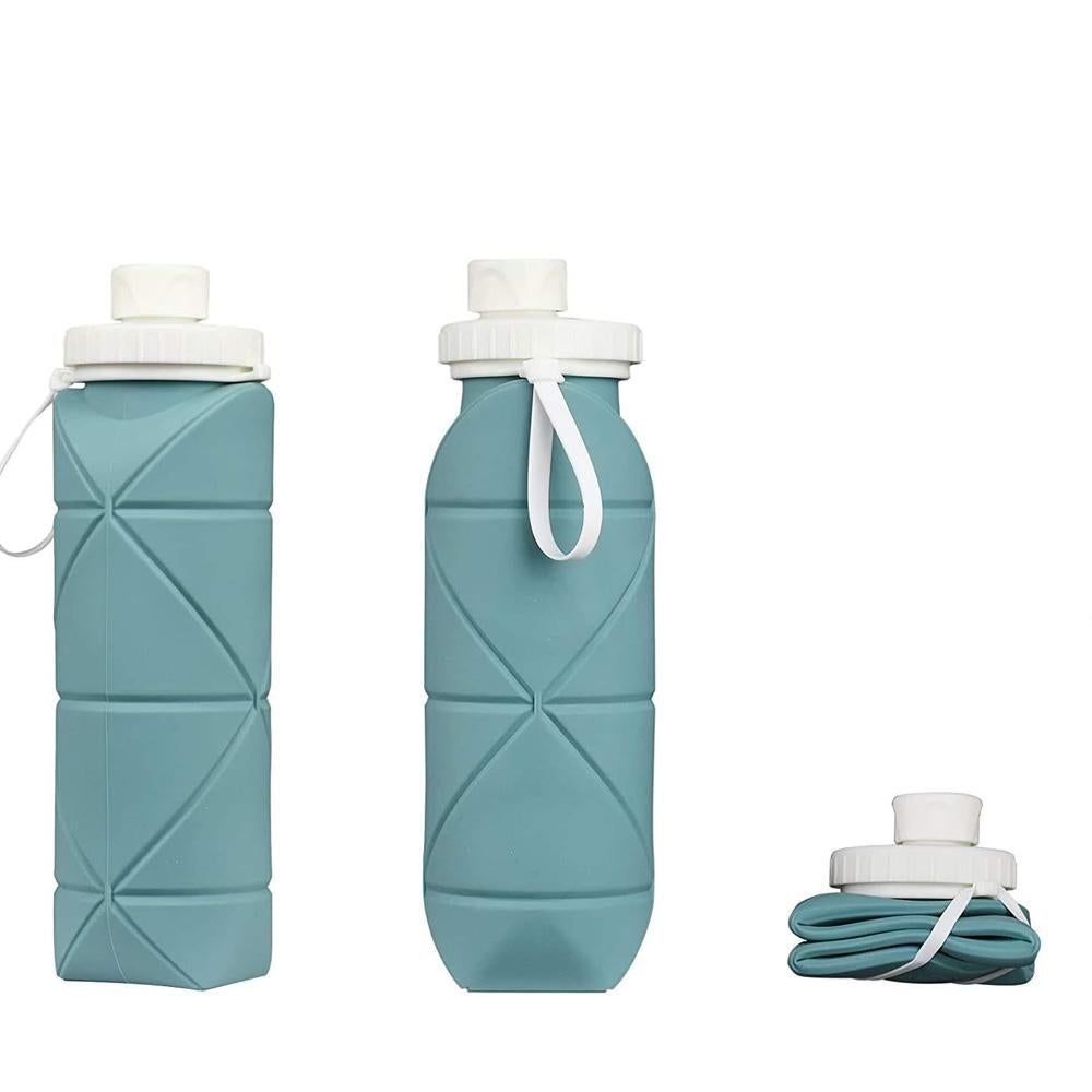 Foldable Collapsible Water Bottle Silicone Leak-proof Reusable for Gym Camping Hiking Travel Sports-Blue