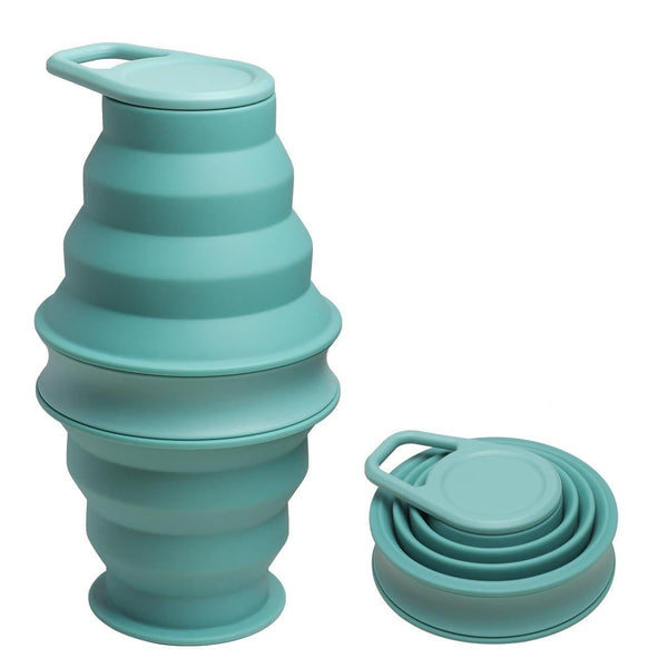 Foldable Water Cup Travel Silicone Sports Bottle Portable Collapsible Card Style Mug Gift - Light Green