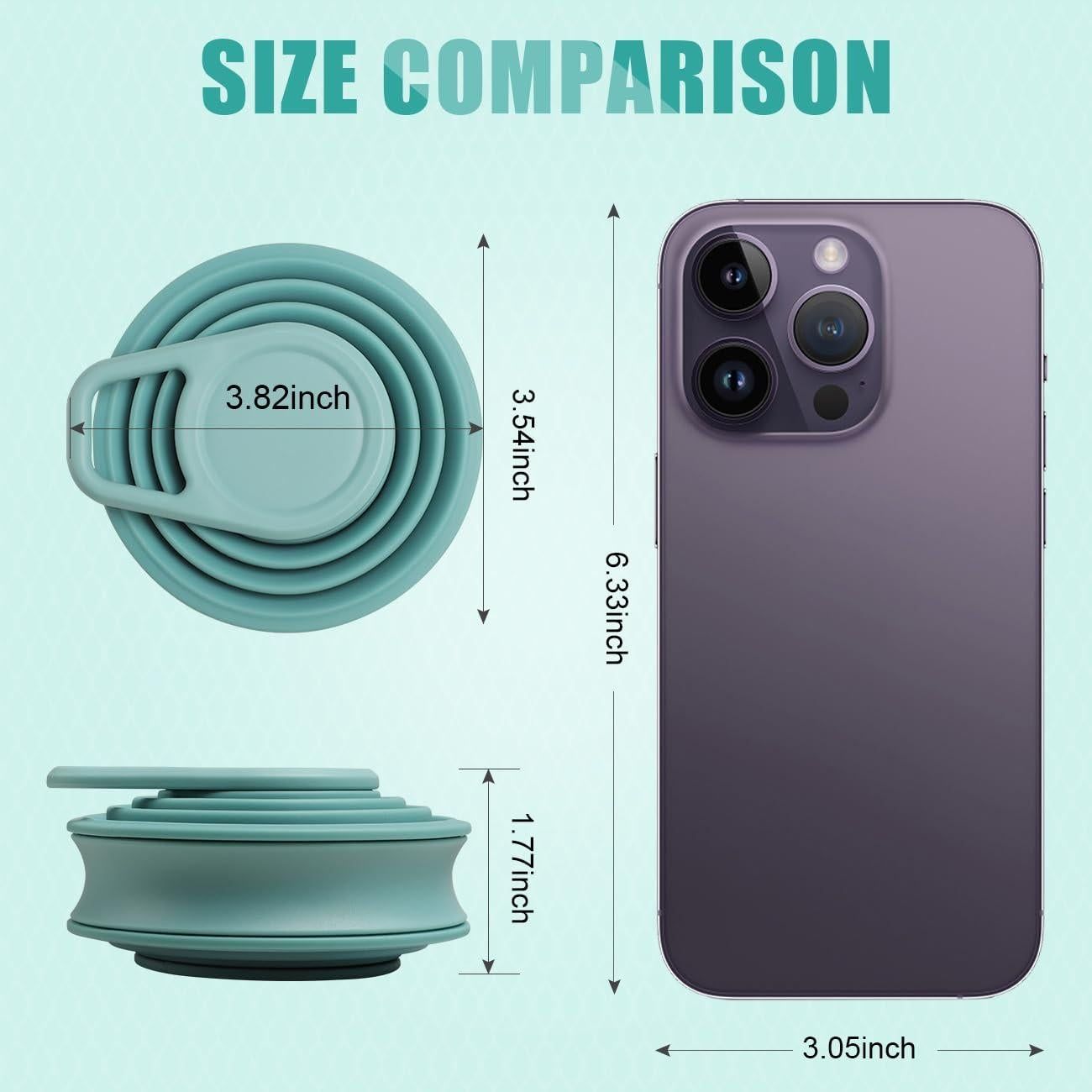Foldable Water Cup Travel Silicone Sports Bottle Portable Collapsible Card Style Mug Gift - Light Green