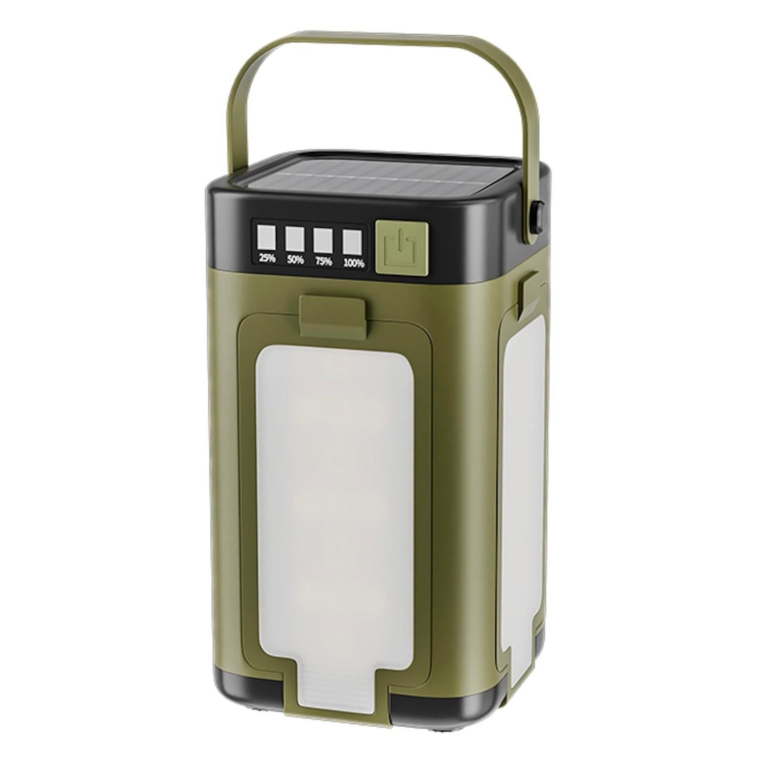 LED Camping Lantern with Solar Panel Type C Charging and Expandable Panels