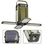 LED Camping Lantern with Solar Panel Type C Charging and Expandable Panels