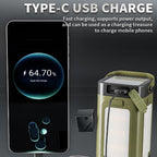 LED Camping Lantern with Solar Panel Type C Charging and Expandable Panels