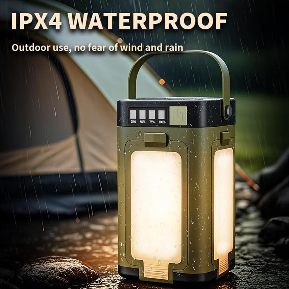 LED Camping Lantern with Solar Panel Type C Charging and Expandable Panels