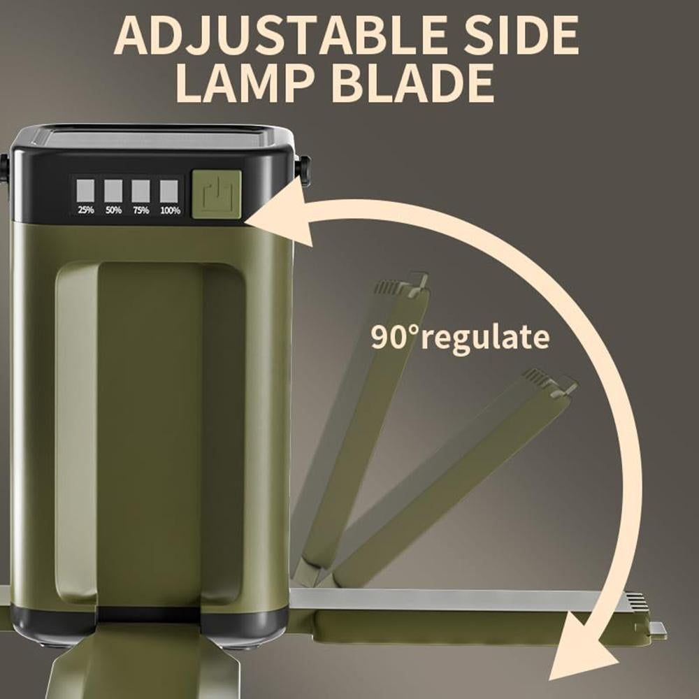 LED Camping Lantern with Solar Panel Type C Charging and Expandable Panels