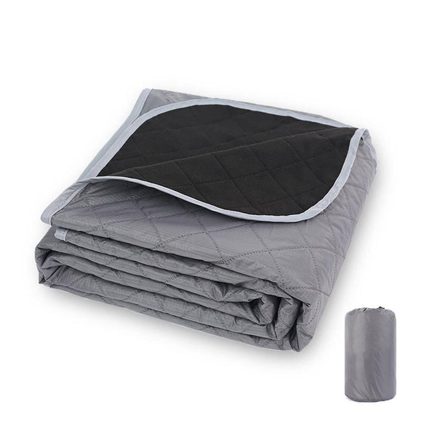 Outdoor Fleece Polyester Camping Blanket Waterproof Thick Portable Picnic Mat Machine Washable-gray
