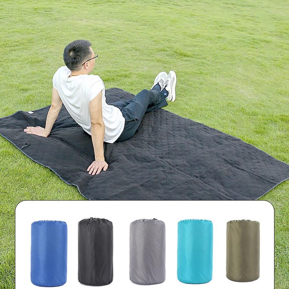 Outdoor Fleece Polyester Camping Blanket Waterproof Thick Portable Picnic Mat Machine Washable-army green
