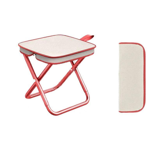 Portable Folding Outdoor Chair Lightweight Compact Stool for Fishing Camping Picnic and Travel Handy Seat for Outdoor Activities-Red