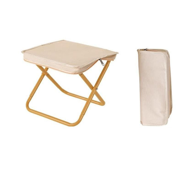 Portable Folding Outdoor Chair Lightweight Compact Stool for Fishing Camping Picnic and Travel Handy Seat for Outdoor Activities-Beige