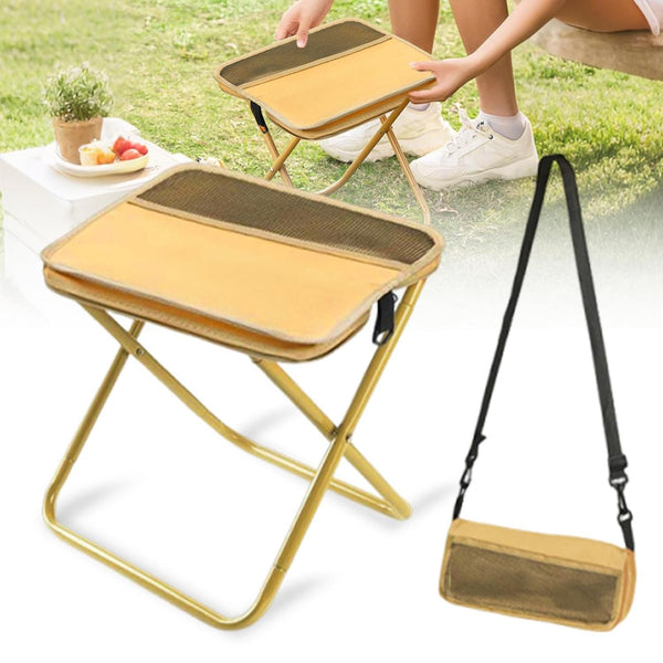 Portable Folding Stool for Hiking Camping and Fishing - Khaki L