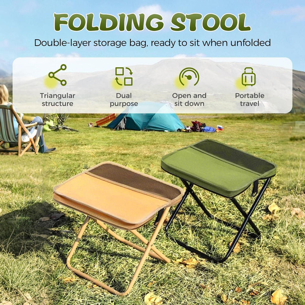 Portable Folding Stool for Hiking Camping and Fishing - Khaki L