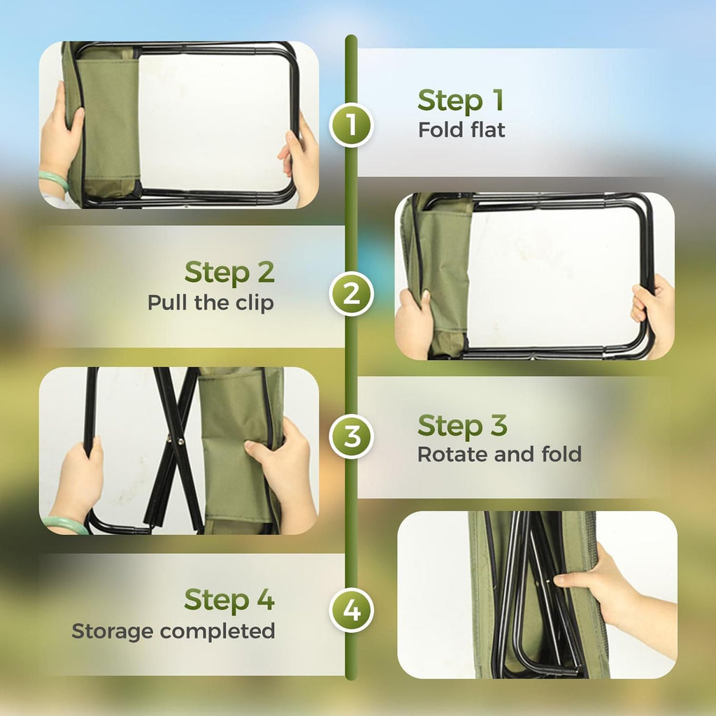 Portable Folding Stool for Hiking Camping and Fishing - Black L
