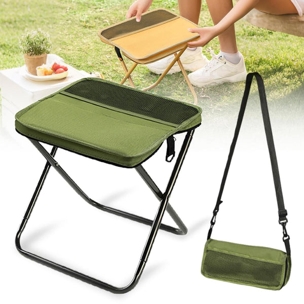 Portable Folding Stool for Hiking Camping and Fishing - Army Green S